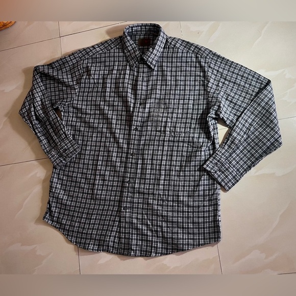 St John’s Bay Shirt ST. JOHN'S BAY mens dress shirt BLACK GREY Large Cotton - Picture 4 of 16